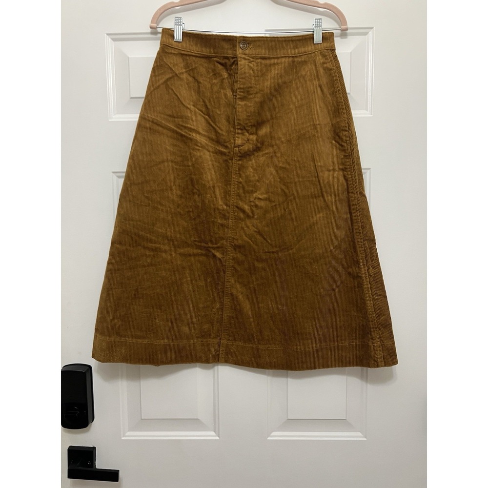 Uniqlo Size 10 Rust A Line Corduroy Knee Length Skirt Casual Office Wear